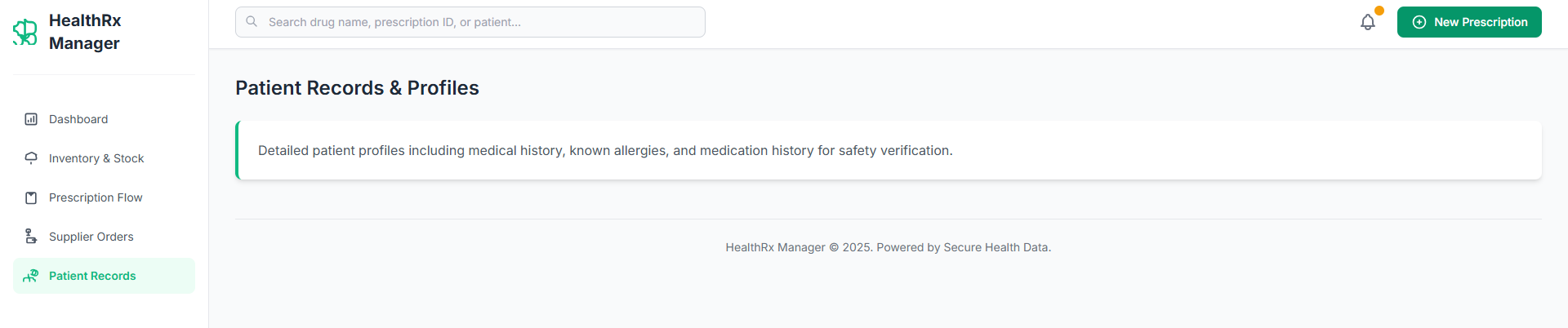 Pharmacy Management Dashboard UI